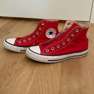 Red converse all star high tops